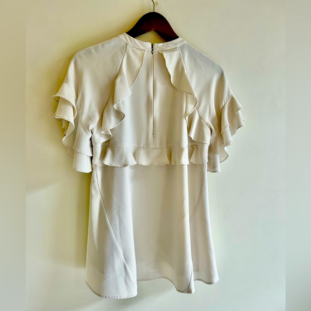 Rebecca Vallance White Short Sleeve Ruffled Blouse